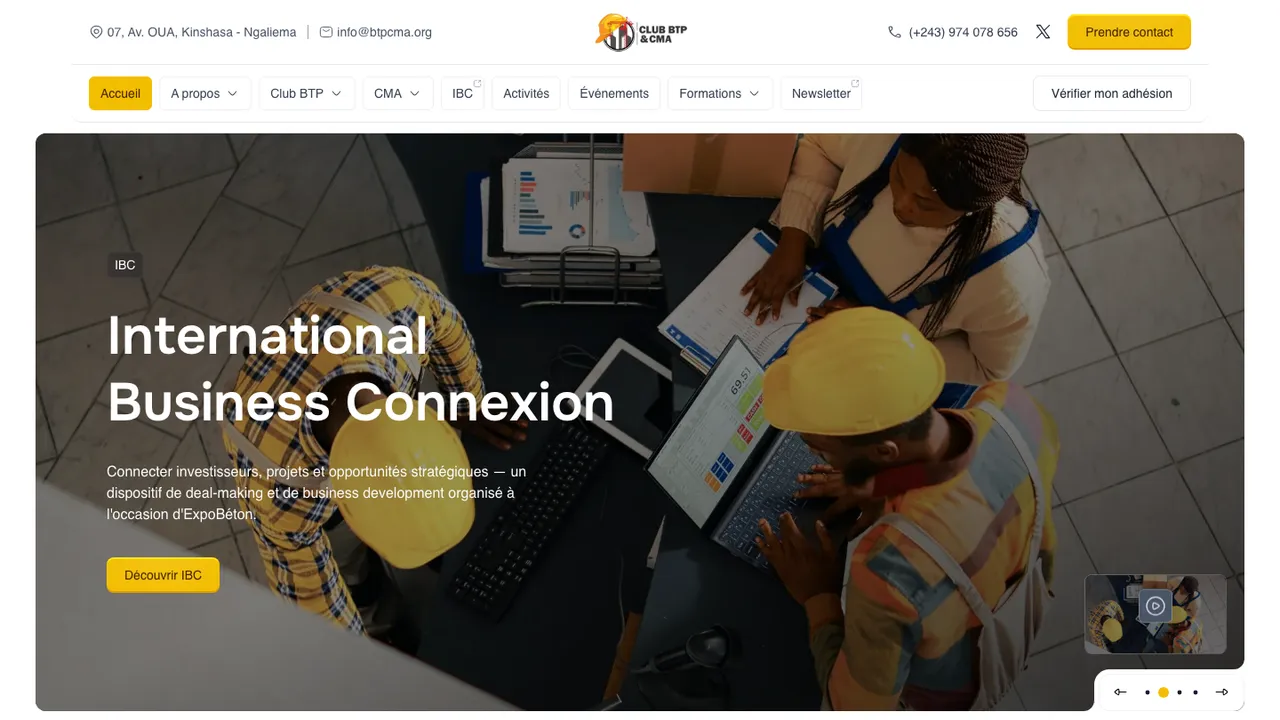 Screenshot of the btpcma.org home page