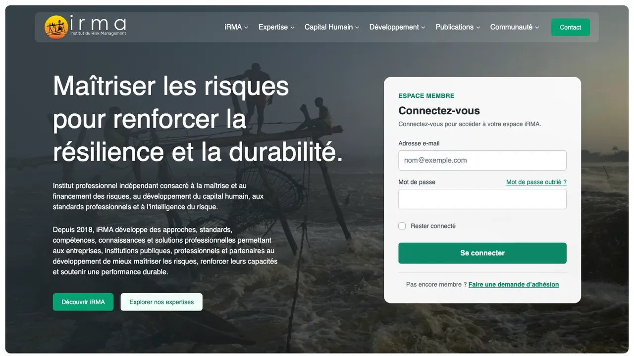 Screenshot of the irmardc.org home page